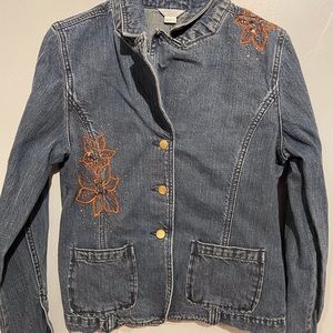 Christopher & Banks Denim embroidered Jean Jacket Vintage Women’s Size Medium